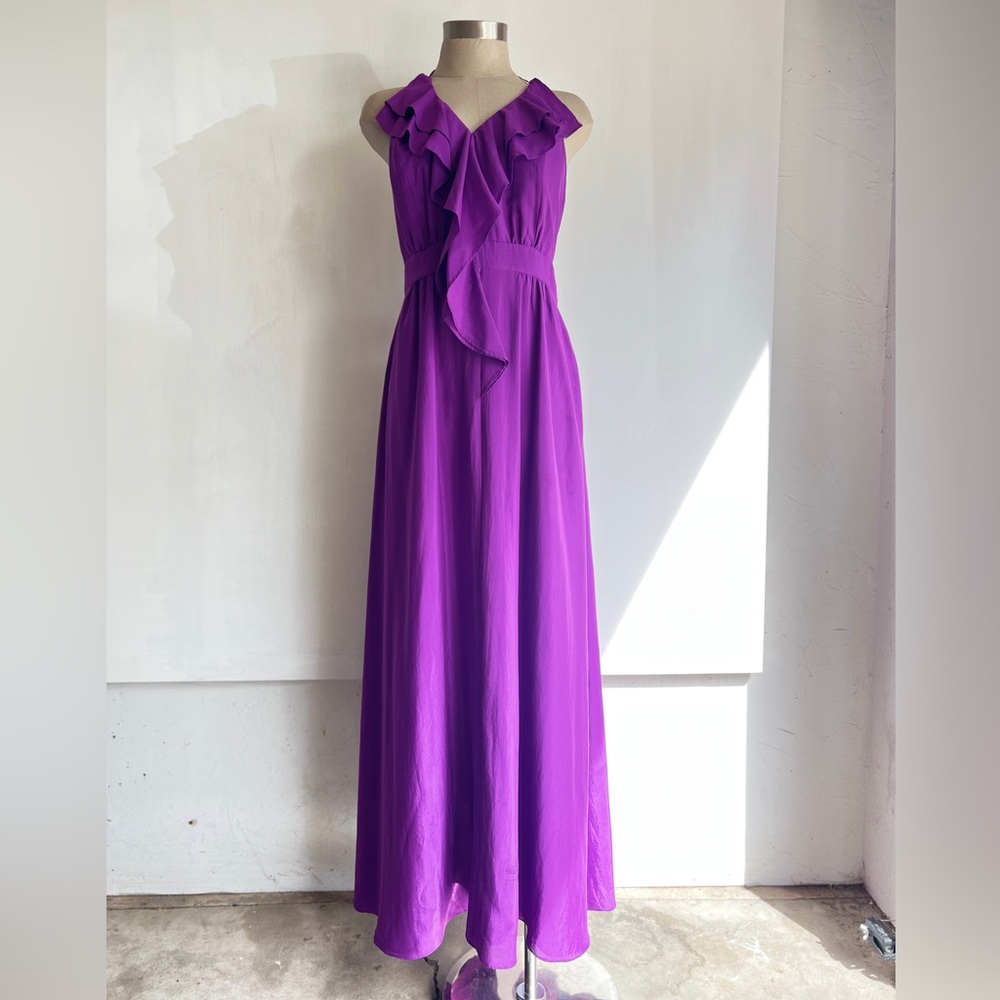 Vintage BCBG ruffled purple formal gown